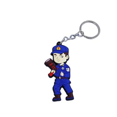 China Fashion Key Chain 3D Key Chain 2D Custom Rubber Rubber Firefighter for sale