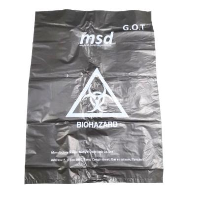 China Recyclable Hospital Waste Bag Plastic BLACK Disposable Biohazard Medical Waste Bag for sale