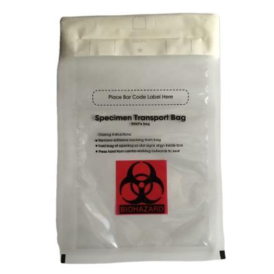 China Biohazard 95kpa Disposable Transport Plastic Medical Zipper Zippered Specimen Specimen Bag Ziplock Bag for sale