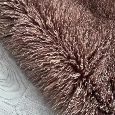 China Long Fur Plush Fabric Eco - Friendly Curly Mongolian Fur Australian Wool Fur Fabric for sale