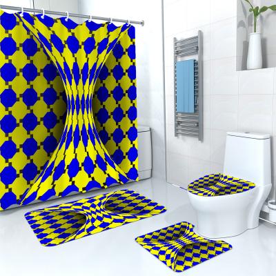 China Viable Wholesale Custom Digital Printing High Quality Fashion Personalized 3D Shower Curtain Set for sale