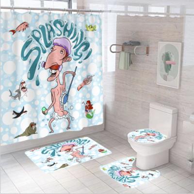 China Sustainable 3D Shower Curtain Animation Printing Digital Printing Shower Curtain for sale