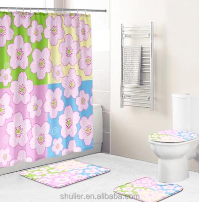 China Sustainable Custom Designer Bathroom Sets With 3D Shower Curtains And Covers Bathroom Shower Curtain Sets for sale