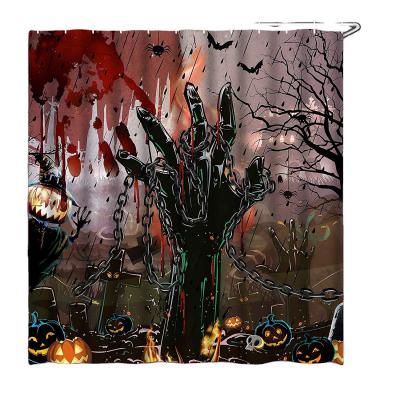 China Viable Horror Pumpkin Shower Curtain with 12 Hooks, Bloody Shower Curtain, Spooky Scary Ghost Shower Curtain for sale