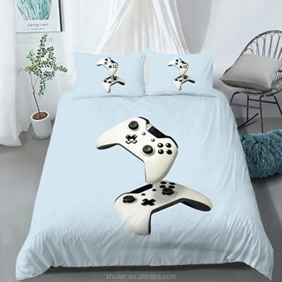 China Anti-Static Gaming Bedding Sets Popular Custom Design Printed Bed Sheet Bedding Set Pillowcases For Boys Chridren for sale