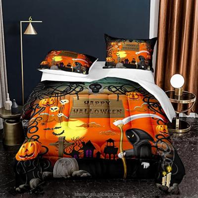 China Customized Design Anti-static Halloween Bedding Sets Printed Sheet Bedding Set Pillowcases for sale