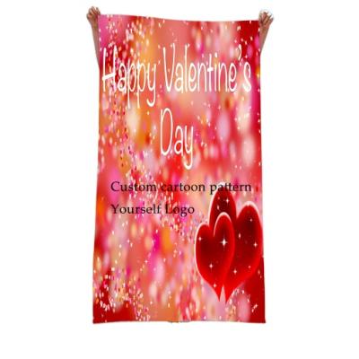 China Wholesale Custom Digital Printing Romantic Bath Towel Safe For Children Stunning Quick-drying 3D Absorbent Superfine Fiber Valentine's Day Gift for sale