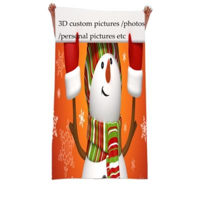 China Custom Made High End Super Absorbent Super Absorbent Christmas Quick Dry Beach Towel Snowman Kids Safe for sale