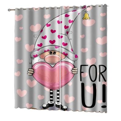 China Custom High Quality Luxury Blackout Valentine's Day Gnomes Designs Blackout Window Curtains For Living Room for sale