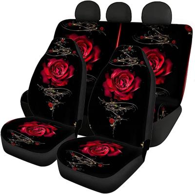 China Rose Car Luxury Red Front and Rear Seat Covers Full Set 4 Packs for sale