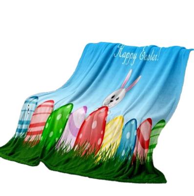 China Wholesale Digital Easter Egg Theme Anti-Static Custom Design Lovely Flannel Blanket for sale