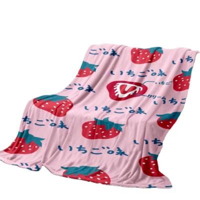 China Anti-Static Checkerboard 3D Cool Fruit Printed Down Blanket Flannel Travel Blanket for sale