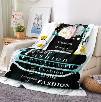 China High Quality 3D Brand Logo Baby Blanket Anti-static Luxury Custom Print Blanket For Bedroom for sale