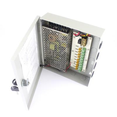 China PTC Fuse AC/DC 12V 10A 9 Channels CCTV Camera Power Supply Box Distribution Box for sale