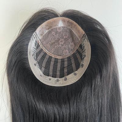 China Luxury Jewish Kosher Medical Hair French Silk Top Lace Top Wig For Thin Hair Less Loss Baldness Alopecia Replacements for sale