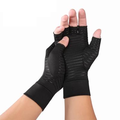 China Arthritis Compression Gloves Therapy Silicon Fitness Relief Hand Pain Pressure Retraining Gloves Joint Non-slip Half Finger Gloves for sale