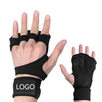 China Gym Workout Power Lifting Equipment Weightlifting Fitness Gloves With Wrist Wraps Full Silicone Gel Palm Protection Gym Workout Gloves for sale