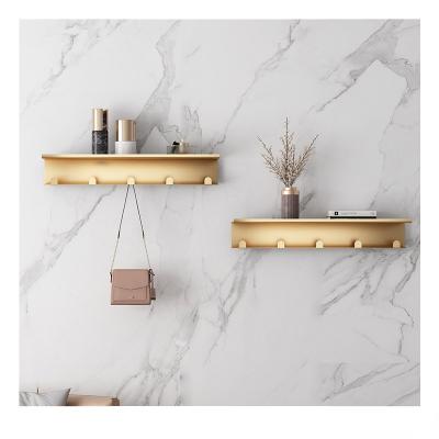 China Multifunctional Minimalist Amazon Hot Selling Luxury Metal With Hook Wall Mount Storage Shelf for sale