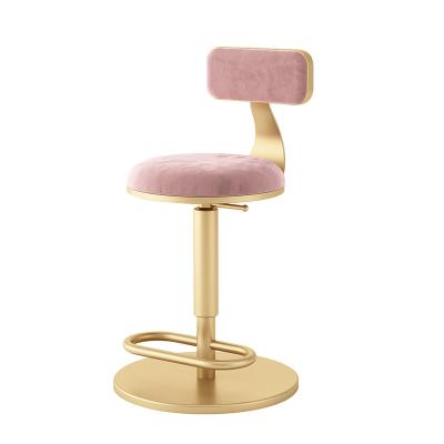 China Modern Hot Sale Makeup Stool Metal Velvet Adjustable Dining Bar Chair With Backrest for sale