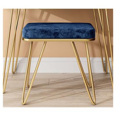 China Other Factory Wholesale Modern Minimalist Metal Flannel Dressing Stools Makeup Stools Chair Dresser Stool for sale