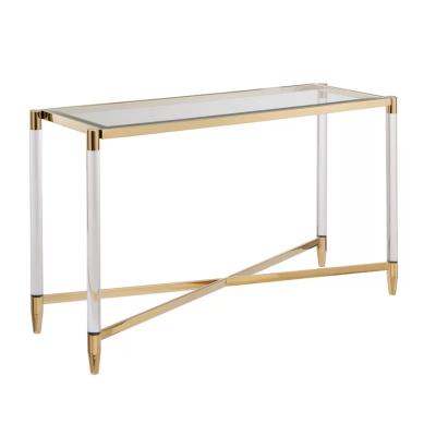 China Other Factory Direct Single Transparent Acrylic Table Stainless Steel Home Console Tables for sale