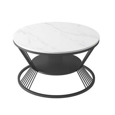 China The other factory direct luxury metal storage coffee table living room round marble side table for sale