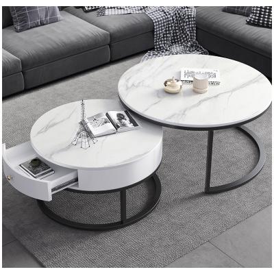 China Wholesale Extendable Rock Slab Office Coffee Table Set Home Marble Table Combination With Drawer for sale