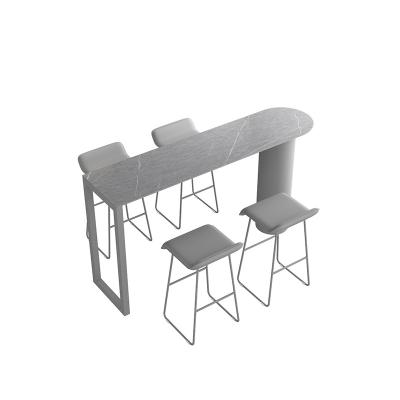 China Multifunctional Customizable Modern Slate PU Cushion Bar Table and Chair Combination Leather Bar Chair for sale