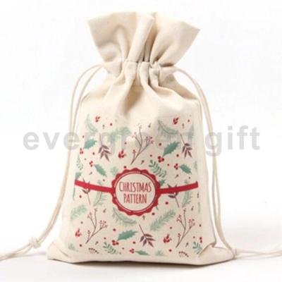 China 100% Eco-Friendly Promotional Custom Drawstring Bags Cotton Canvas Color Eco Logo Printed Christmas Gift Natural for sale