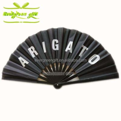 China Large Large Europe Size Bamboo Cloth Foldable Hand Fan For Nightclub Use for sale