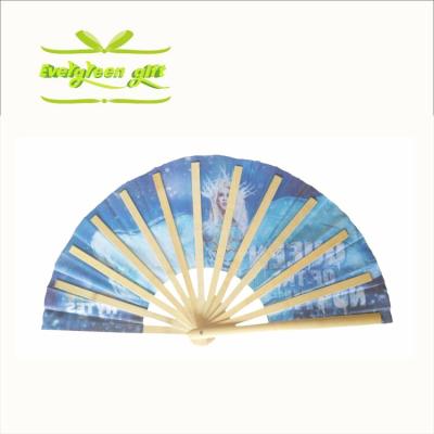 China China 13inch Natural Lacquer Varnished Bamboo Ribs Custom Design Large Fabric Fan for sale