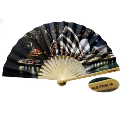 China Custom 21cm Australian Style Unpunched Bamboo Paper Fan As Promotional Gifts for sale