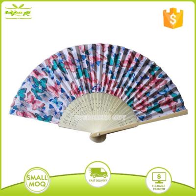 China China Bamboo Bars Silk Fabric Hand Fans for sale