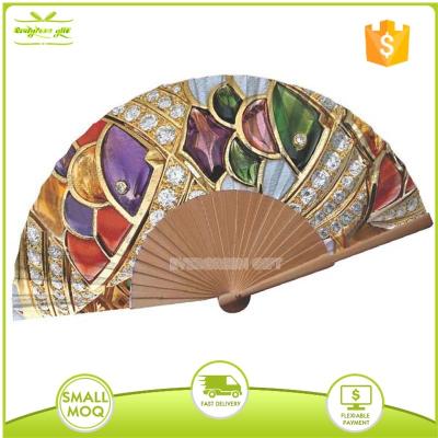 China China Manual Painting Spanish Wooden Handheld Fan for sale