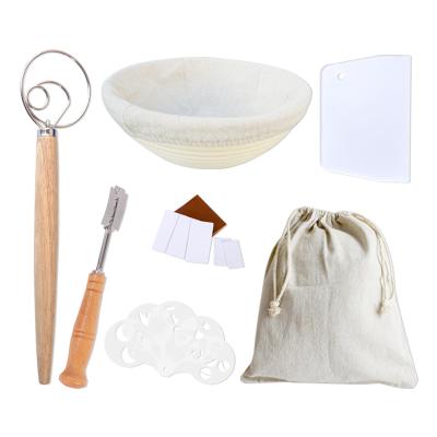 China Workable Wholesale Proofing Basket Set Professional 10inch Combination Tools Cloth Cover Scraper Cutter Storage Bag Round Bread Proofing Bag for sale