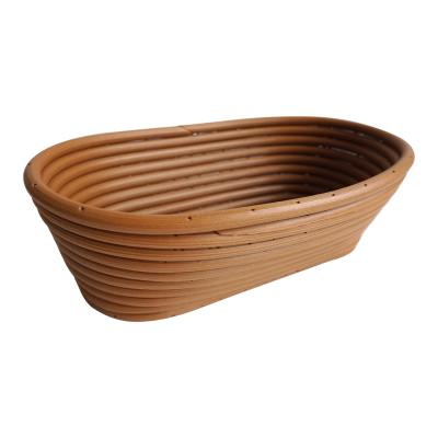 China Sustainable XH PP Oval Plastic Brown Rattan Woven Bread Basket for sale