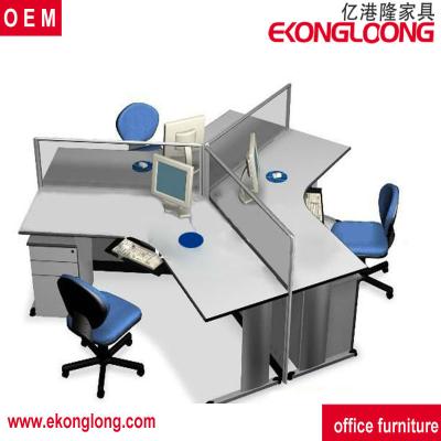 China Outdoor Scratch Resistant 3 Person Office Workstation / Osteel Glass Computer Table for sale