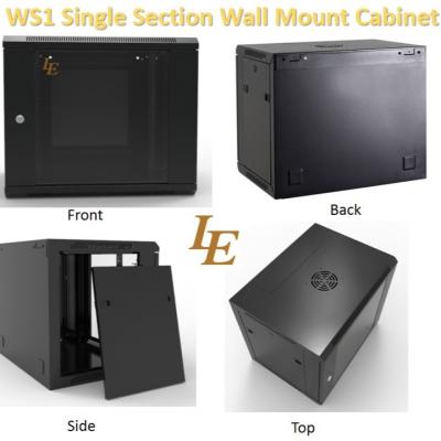 China IP20 6U Wall Mount Cabinet Rack Mount Cabinet Black Tempress Glass Door for sale