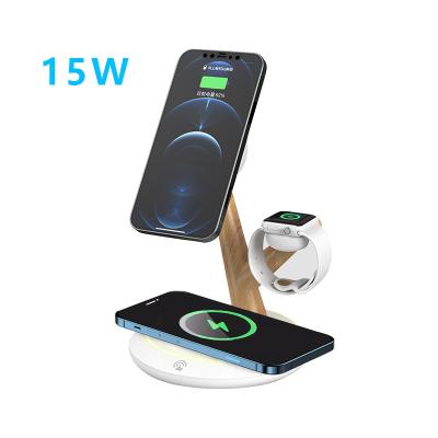 China 15w Tablet Magnetic Multi Device Three In One Wireless Charger Station For Apple 3 In 1 Portable Wireless Charger for sale