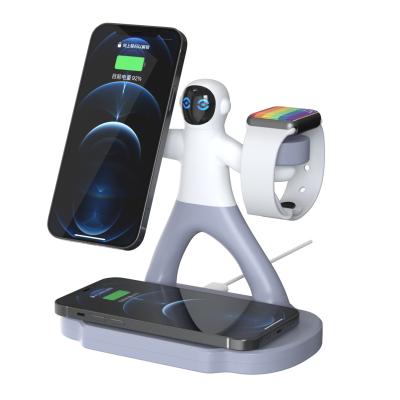 China Mobile Phone Foldable 3 in 1 Mini Magnetic Wireless Charger Fast Charging Stand 15W for Iphone Watch Airpods Magnetic 3in1 Charger Station for sale