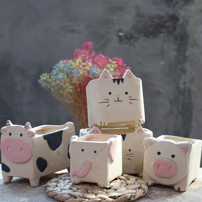 China Animal Flowerpot God's Abstract Flowerpot Cat Decoration Home Storage Durable Art Material, Grocery Garden Animal Pot Decoration for sale