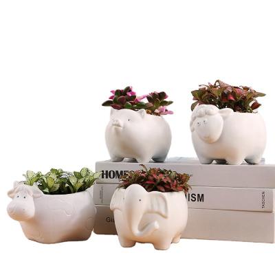 China Garden Minimalist White Ceramic Juicy Flowerpot Cartoon Planting Owner Creative Animal Meat Pot for sale