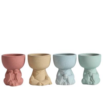 China Creative Minimalist Cute Ceramic Humanoid Flowerpot Home Decoration Ceramic Flowerpot for sale