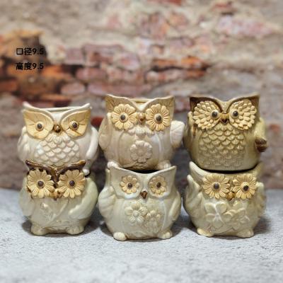 China Minimalist Owl Shape Animal Ceramic Succulent Plant Flower Pot Flower Pot for sale