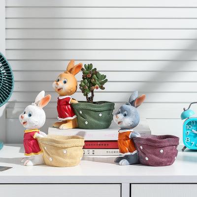 China Creative Juicy Fleshy Flowerpot Cartoon Durable Material Cute Rabbit Resin Flower Pot for sale