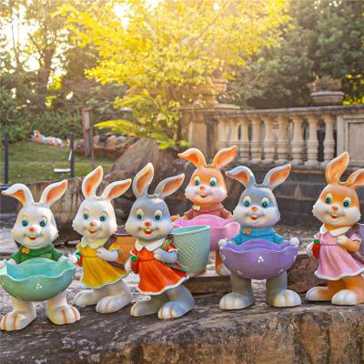 China Creative durable material flowerpot flowerpot European cartoon cute rabbit flowerpot home decoration juicy animal for sale