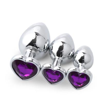 China Using it with enough lubricant will bring you much more enjoyment Toy For Couple Colorful Crystal Sexy Jewelry Stainless Metal Heart And Round Shaped Anal Plug for sale