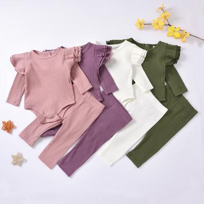 China Breathable Custom Size And Color Girls Frill Tops And Leggings Set Pajamas Baby 0 24m for sale