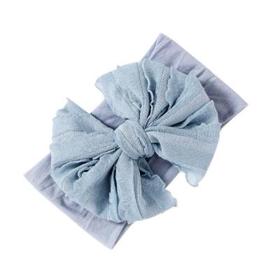 China Girls Hair Accessories 2020 New Design Soft And Stretchy Messy Bow Ruffle Nylon Headband for sale