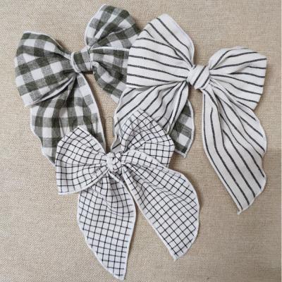 China Wholesale Oversized Girls Hair Decoration Hair Bow Fable Sailor Canvas Bows For Girls for sale